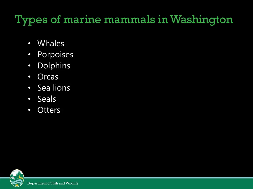 types of marine mammals in washington