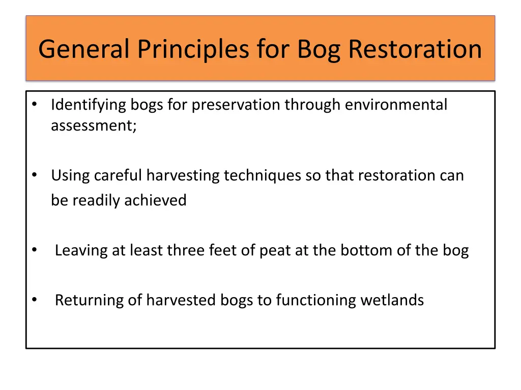 general principles for bog restoration