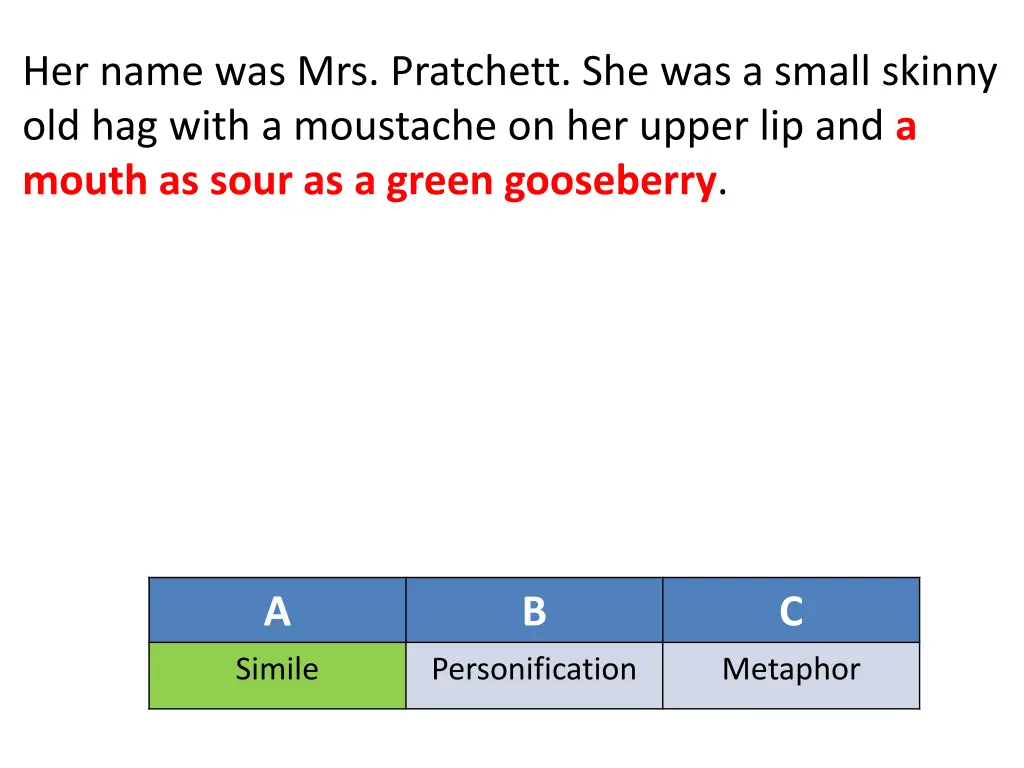 her name was mrs pratchett she was a small skinny