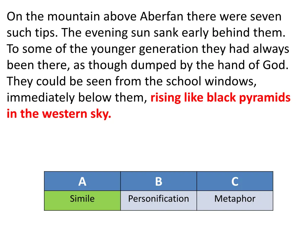 on the mountain above aberfan there were seven