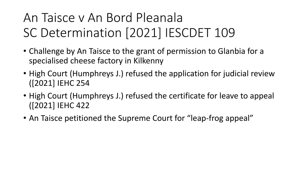 an taisce v an bord pleanala sc determination