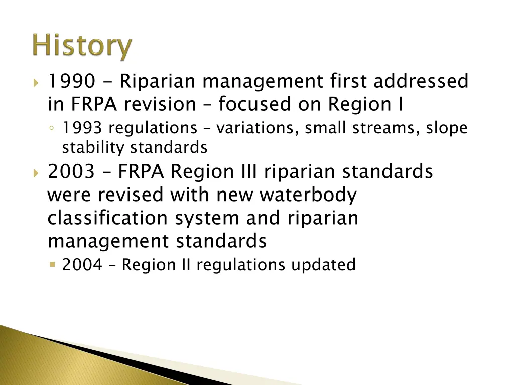 1990 riparian management first addressed in frpa