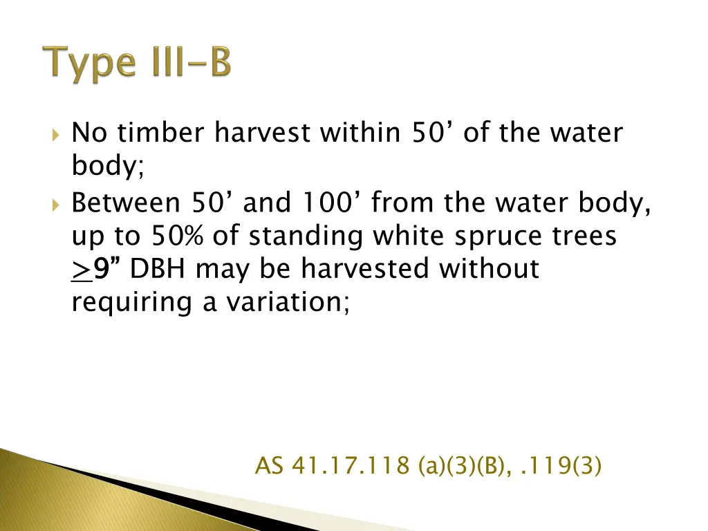 no timber harvest within 50 of the water body