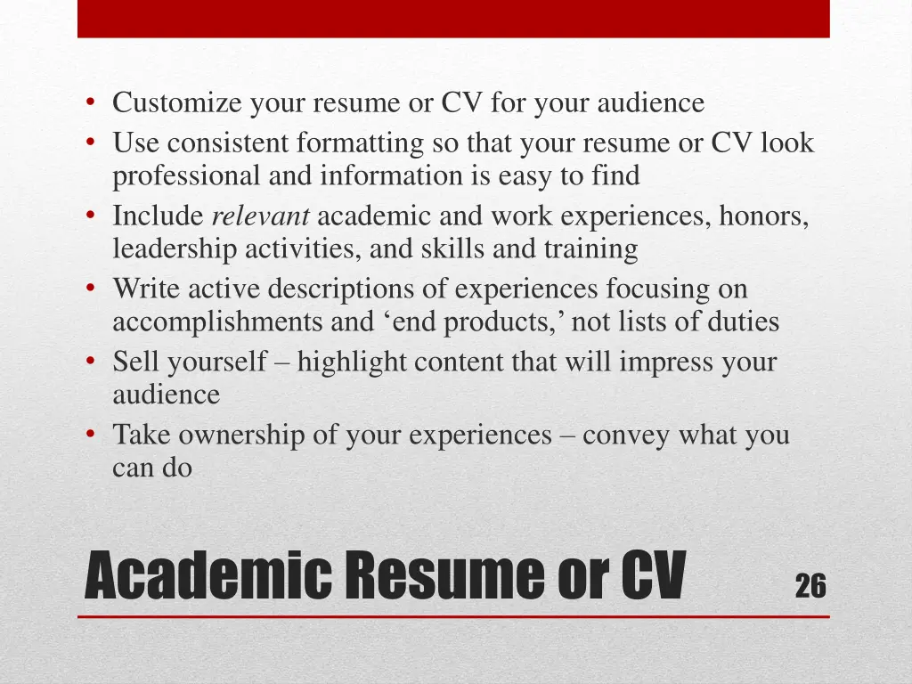 customize your resume or cv for your audience