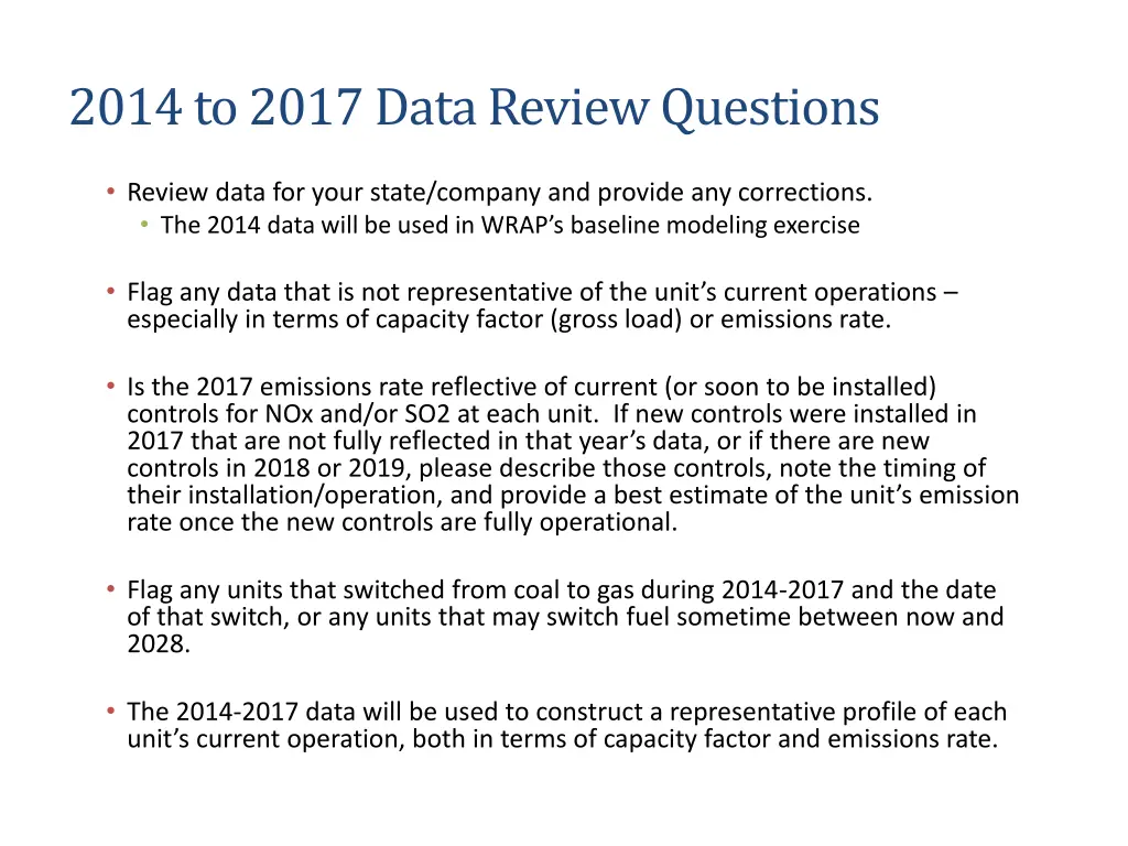 2014 to 2017 data review questions