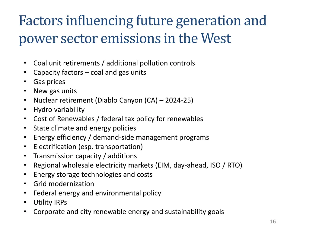 factors influencing future generation and power