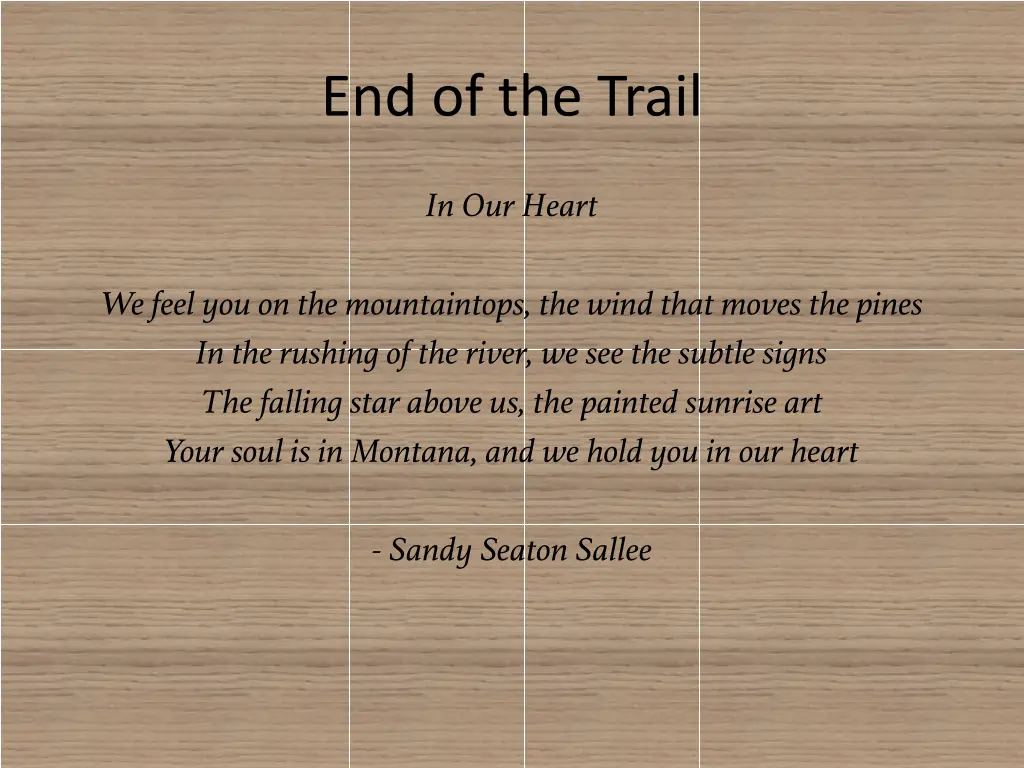 end of the trail