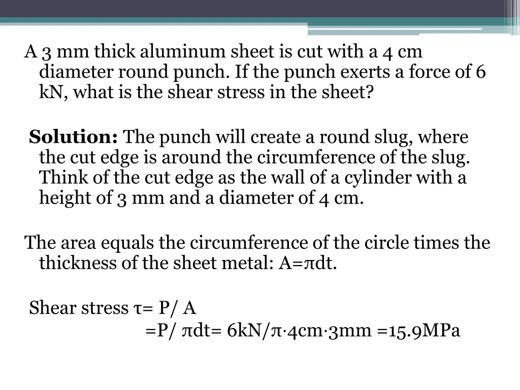 a 3 mm thick aluminum sheet is cut with