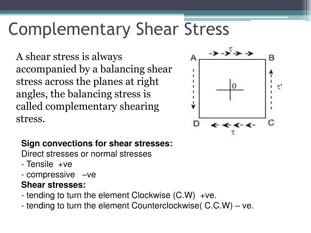 complementary shear stress