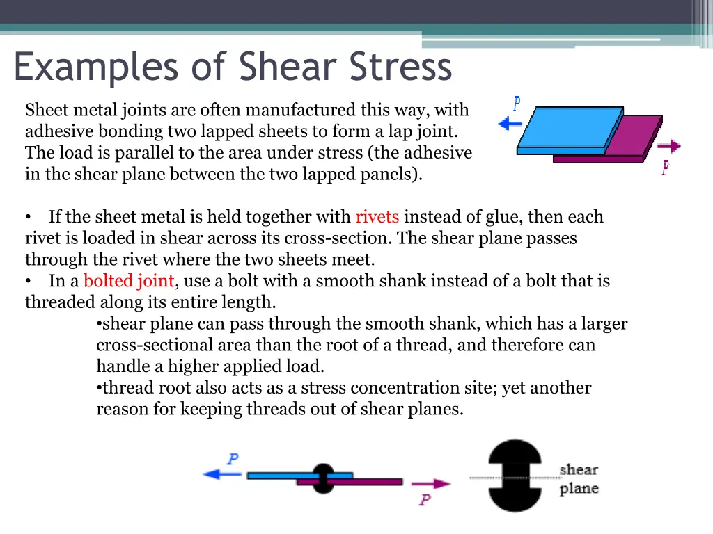 examples of shear stress