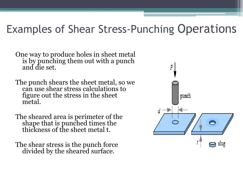 examples of shear stress punching operations