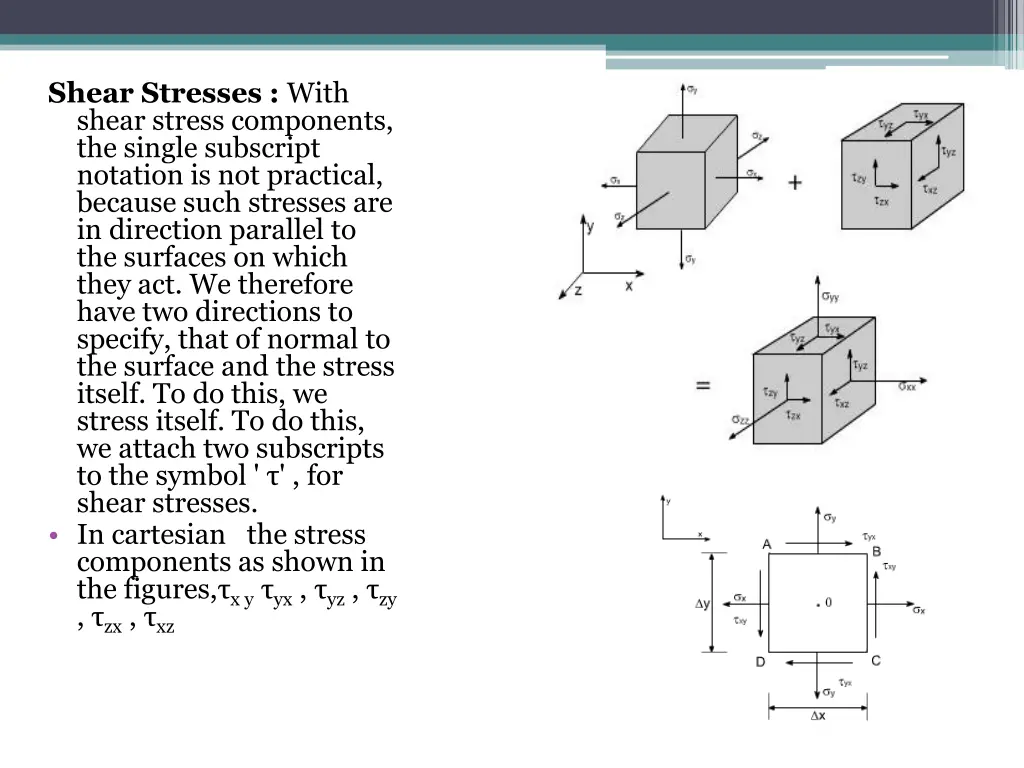 shear stresses with shear stress components