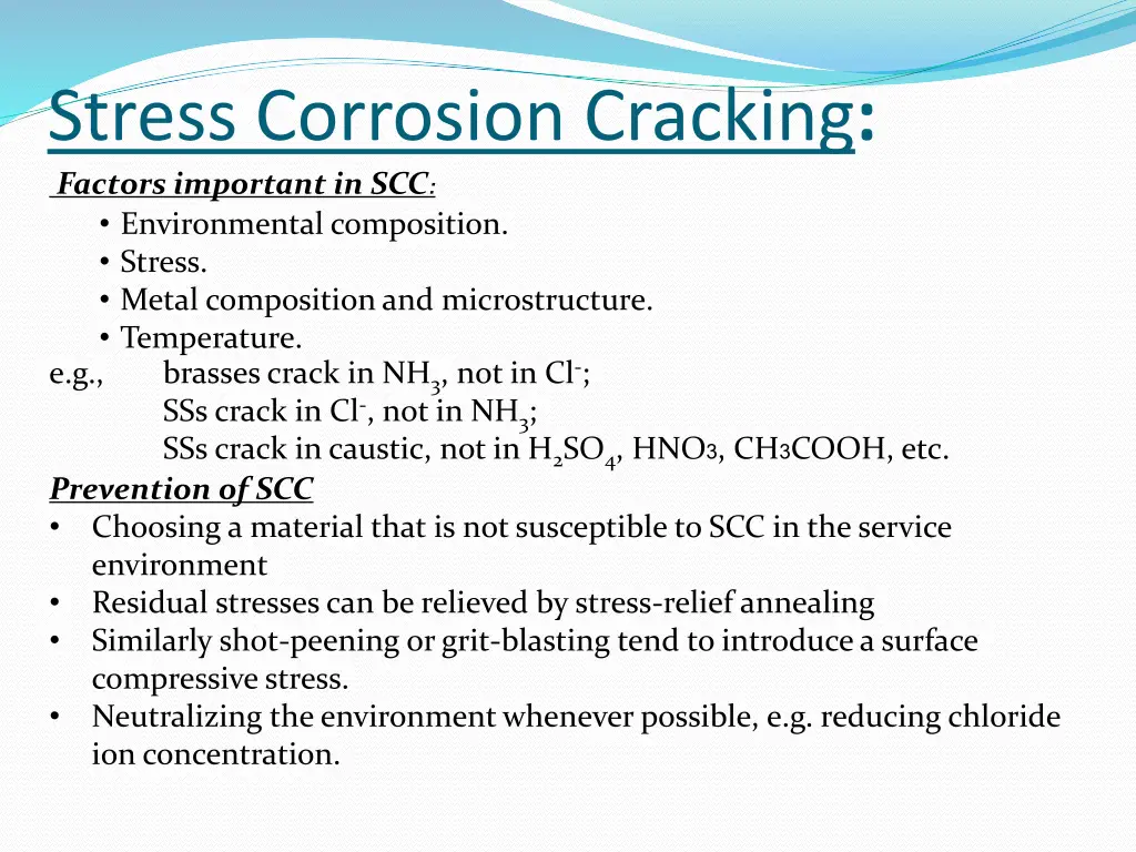 stress corrosion cracking factors important