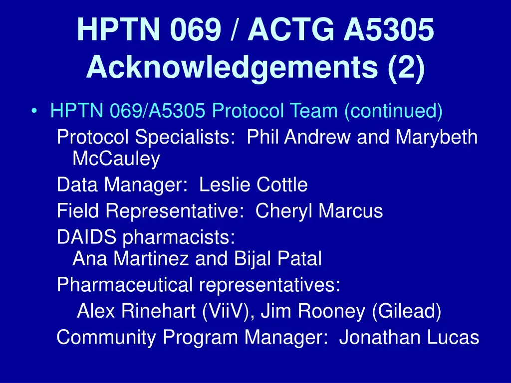 hptn 069 actg a5305 acknowledgements 2