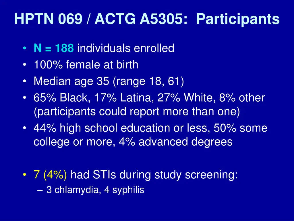 hptn 069 actg a5305 participants