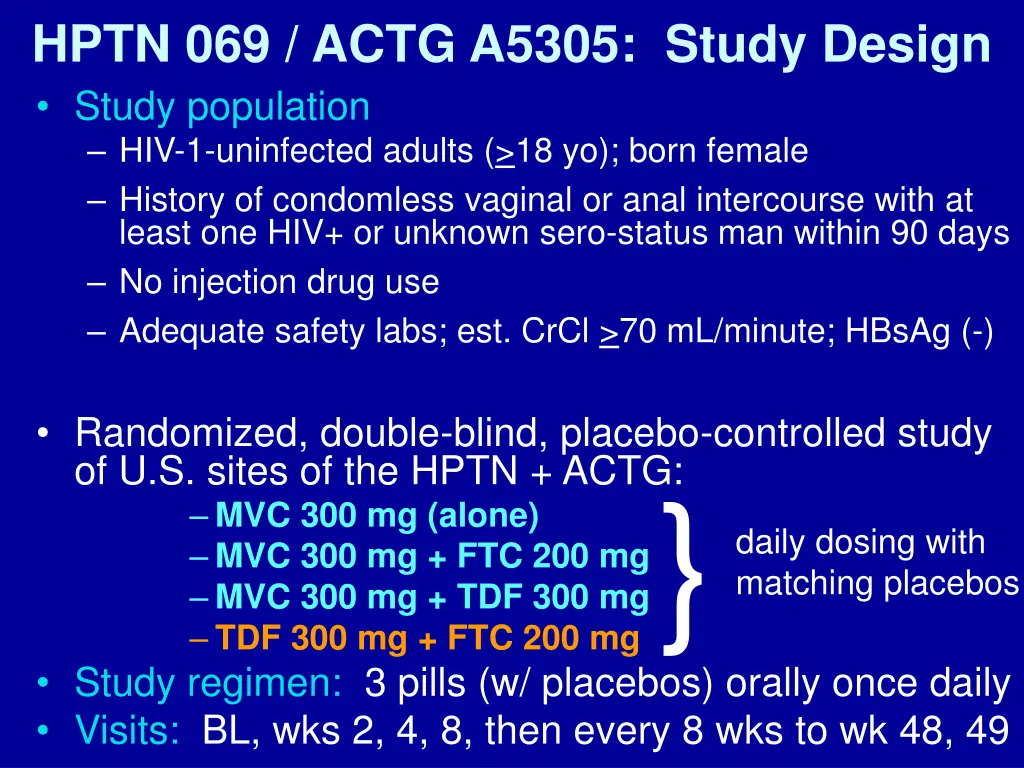 hptn 069 actg a5305 study design study population