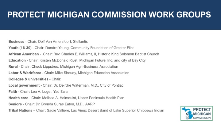 protect michigan commission work groups