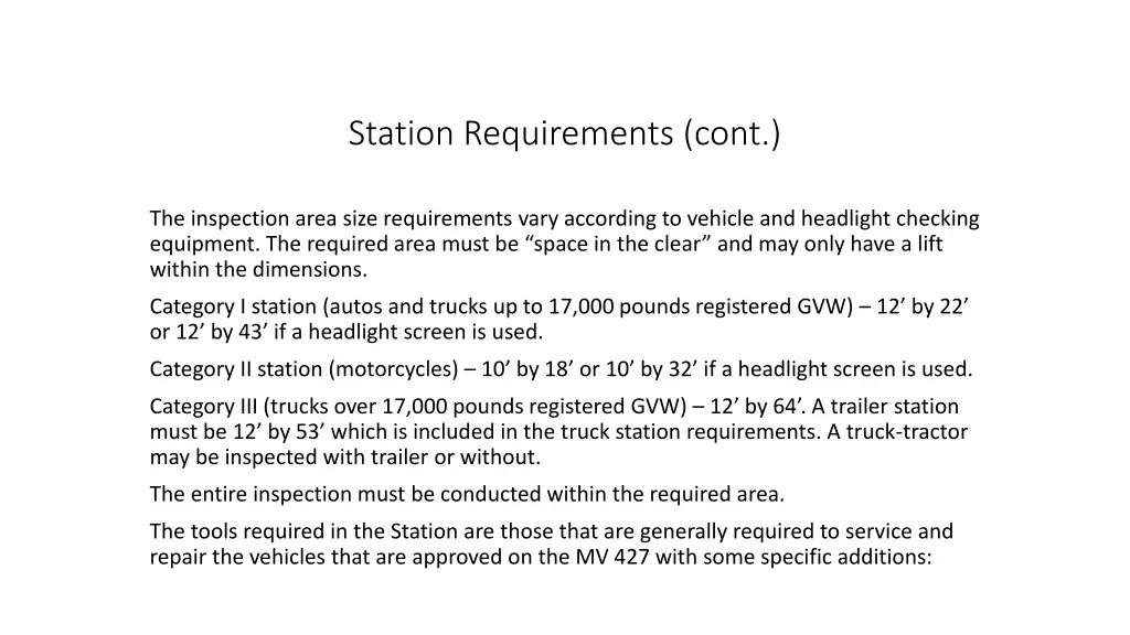 station requirements cont 1