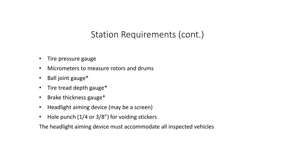 station requirements cont 2