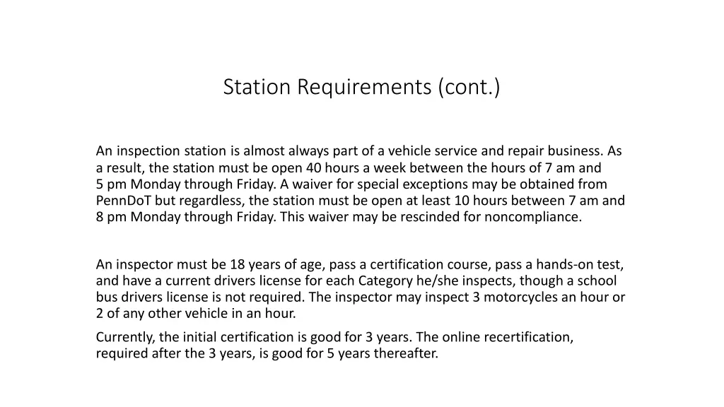 station requirements cont 3