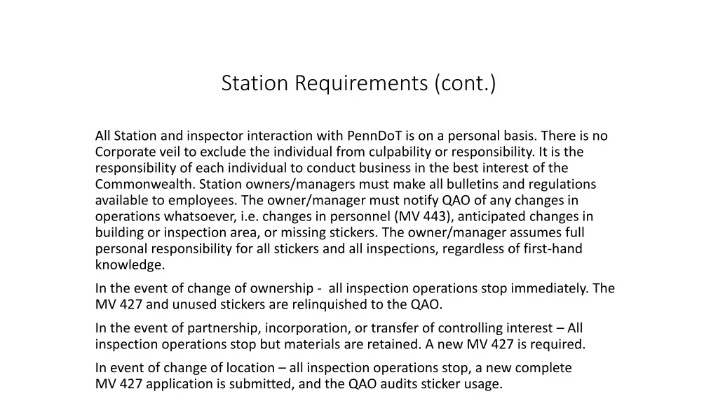 station requirements cont 5