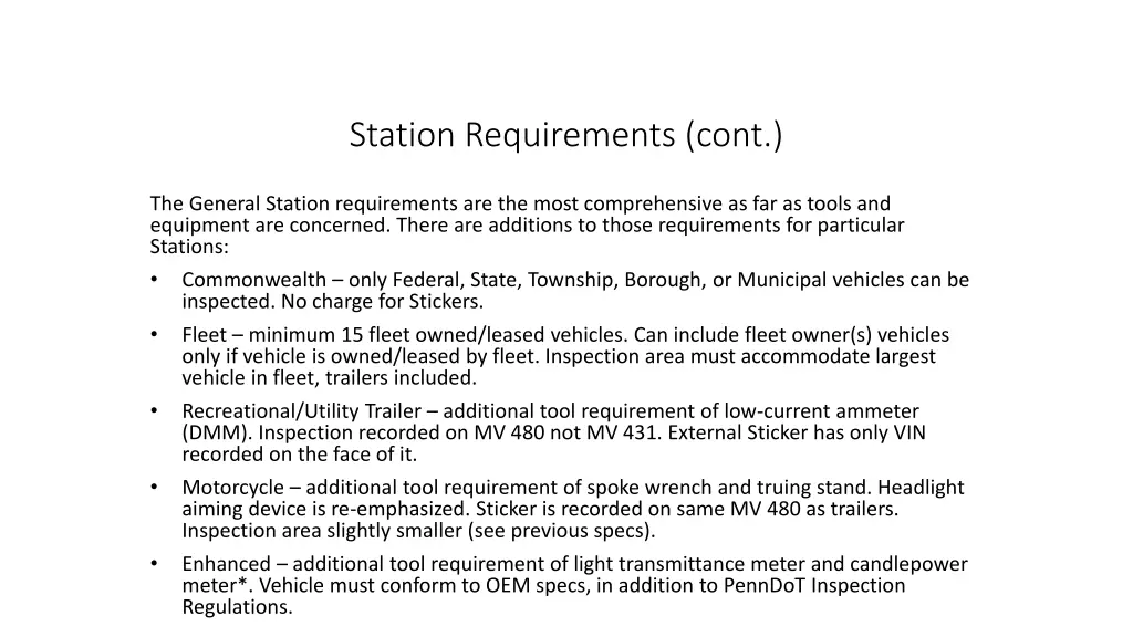 station requirements cont 7