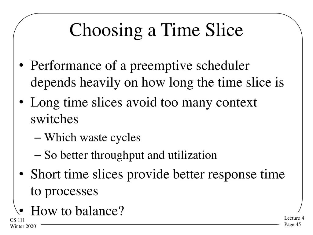 choosing a time slice