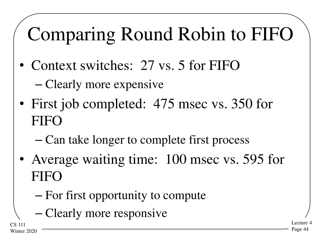 comparing round robin to fifo