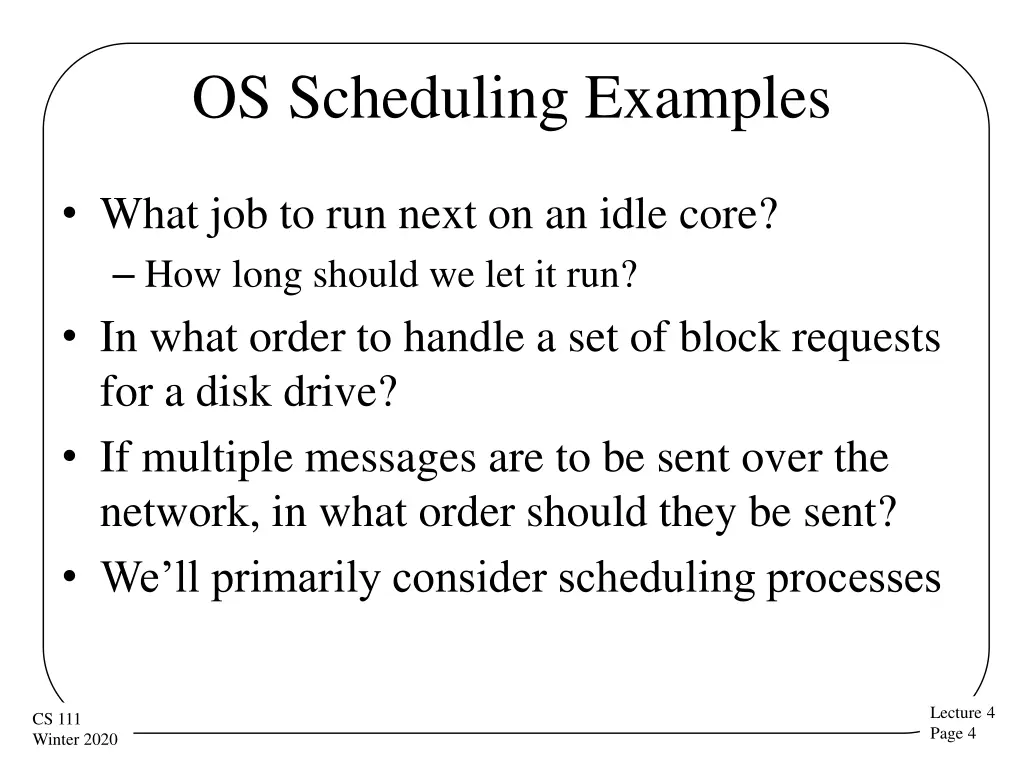 os scheduling examples