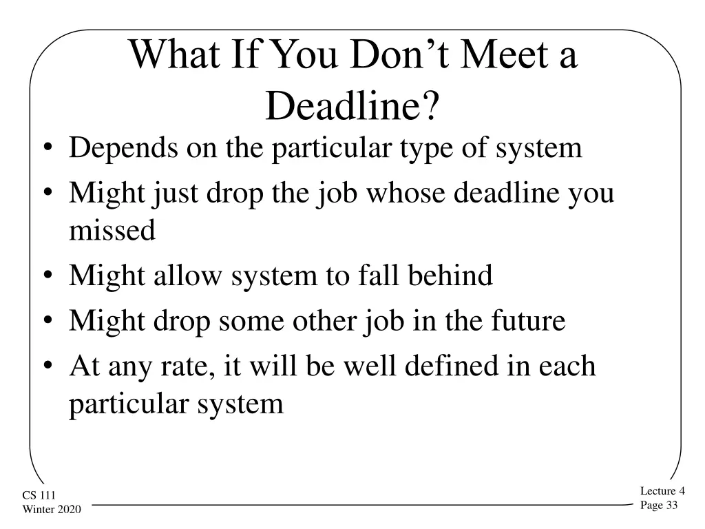 what if you don t meet a deadline depends