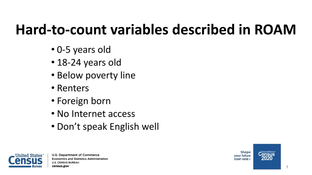 hard to count variables described in roam