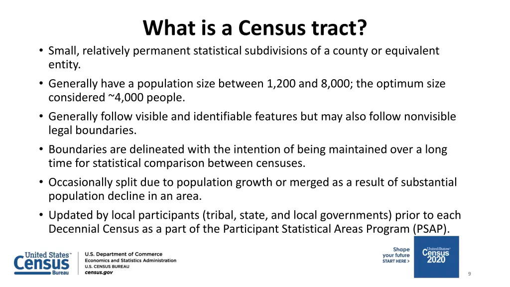 what is a census tract small relatively permanent