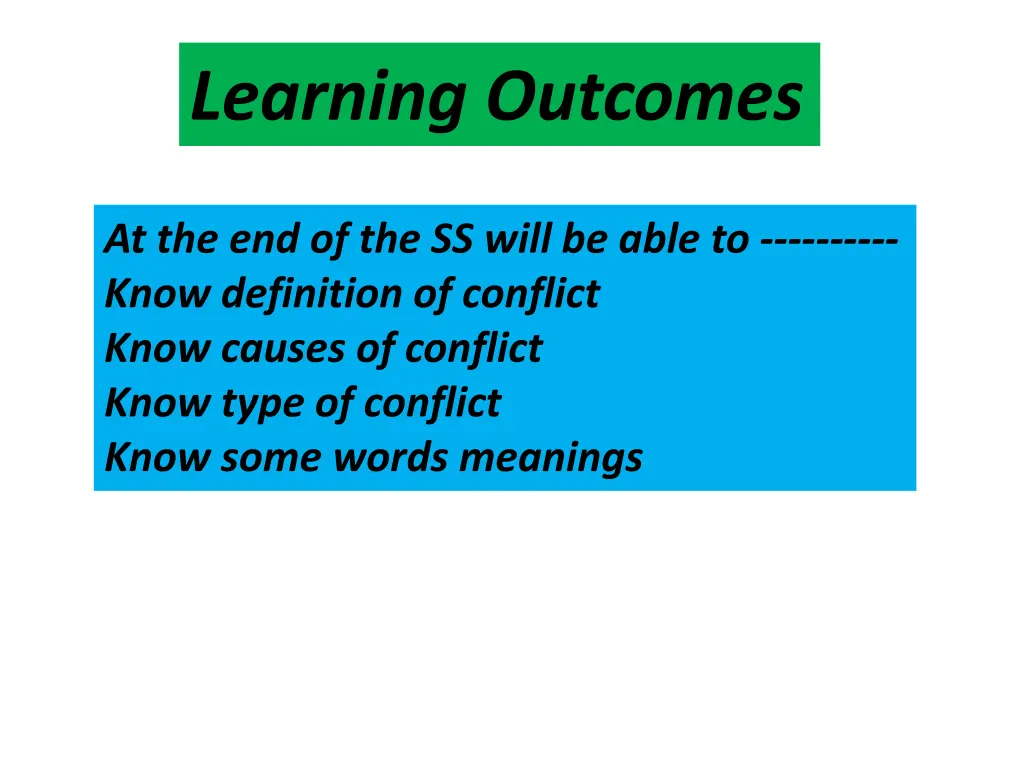 learning outcomes