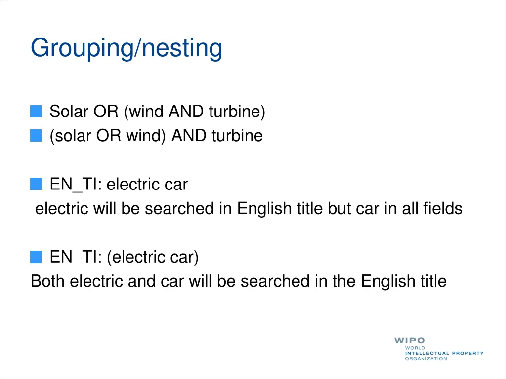 grouping nesting