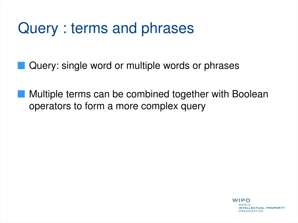 query terms and phrases