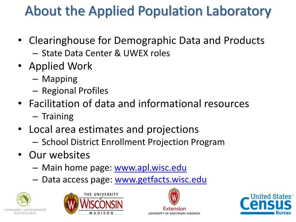 about the applied population laboratory