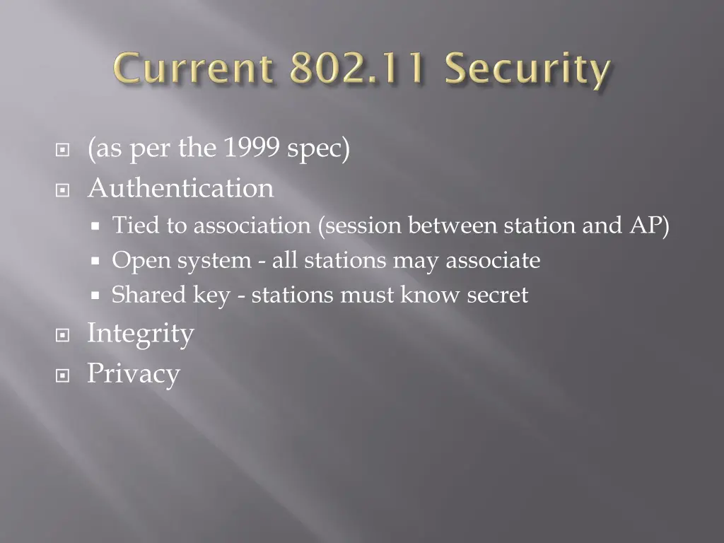 as per the 1999 spec authentication tied