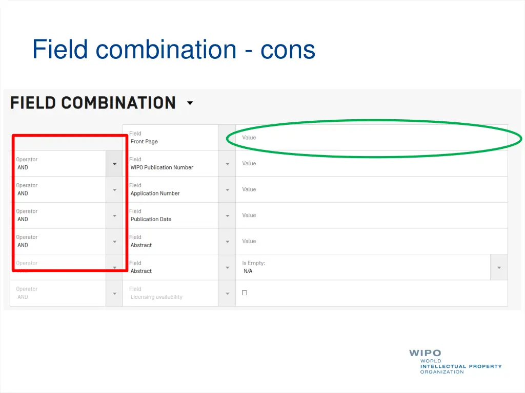 field combination cons