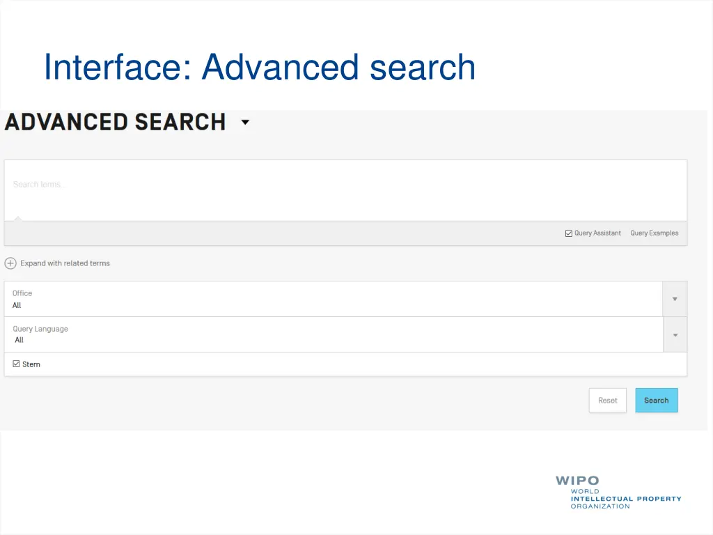 interface advanced search