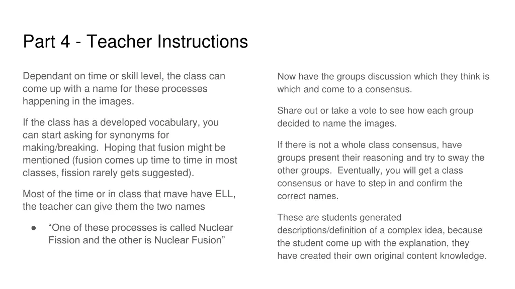 part 4 teacher instructions