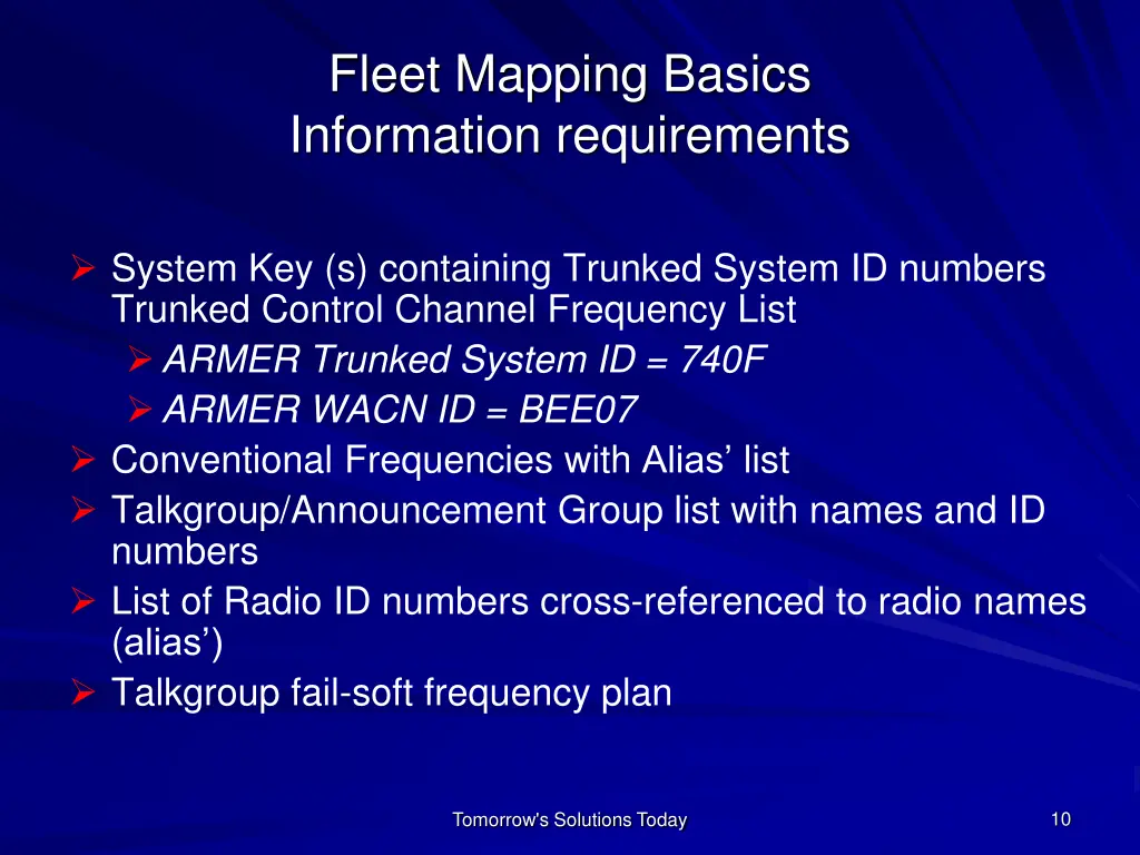 fleet mapping basics information requirements