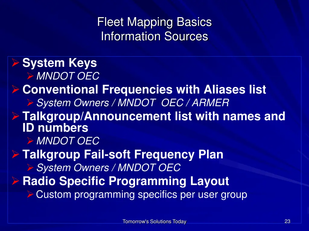 fleet mapping basics information sources