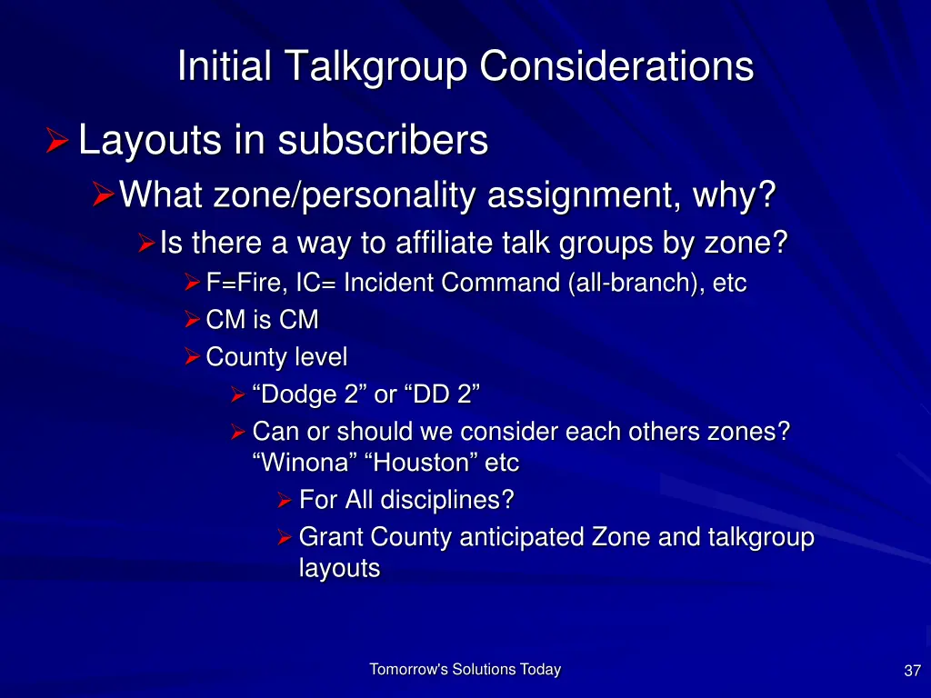 initial talkgroup considerations 3