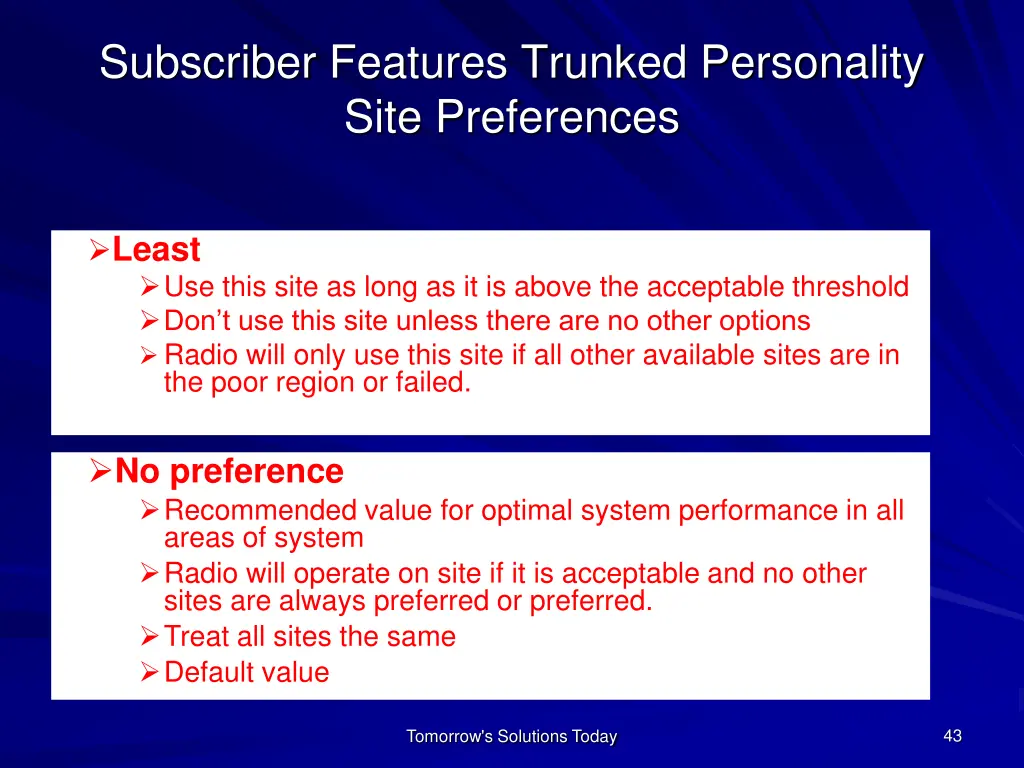 subscriber features trunked personality site 1