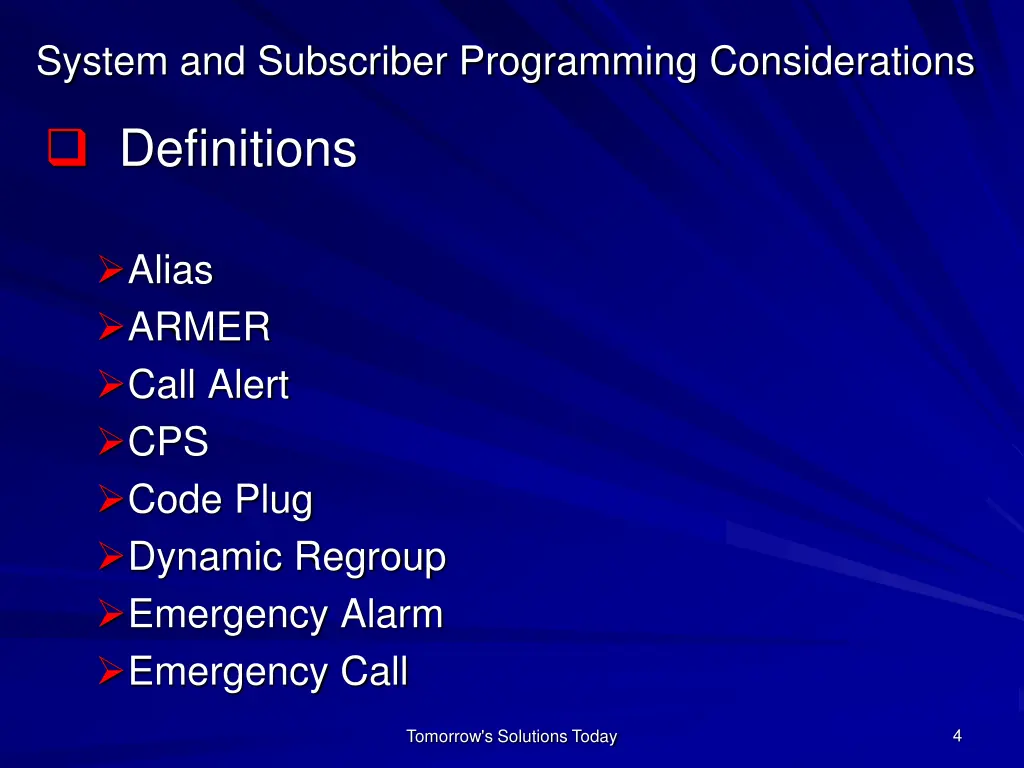 system and subscriber programming considerations 2