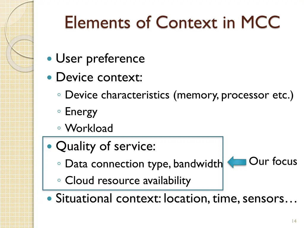 elements of context in mcc