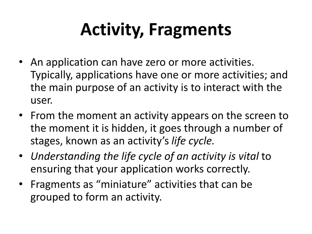 activity fragments