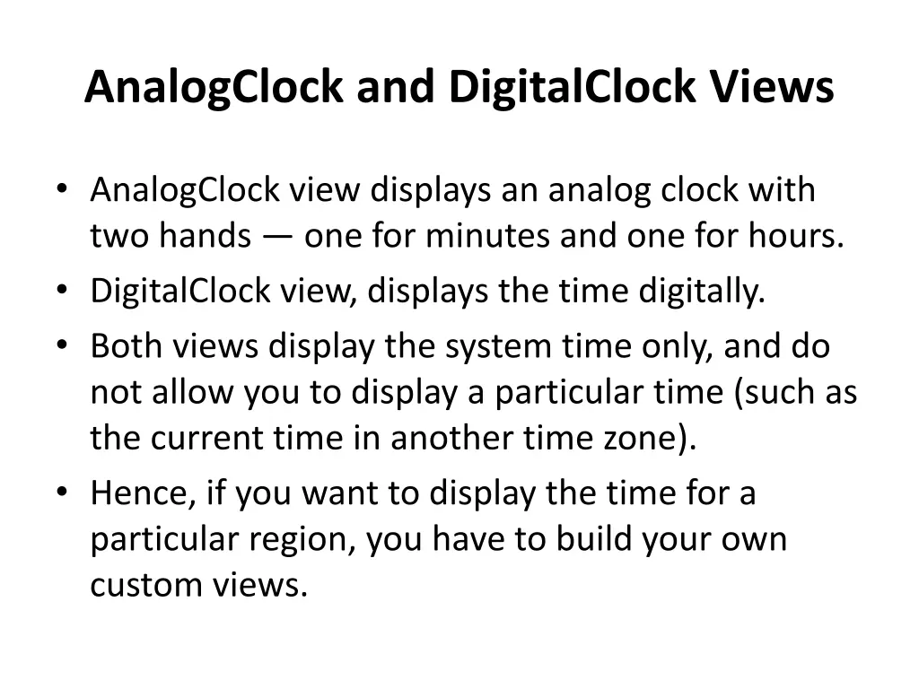 analogclock and digitalclock views