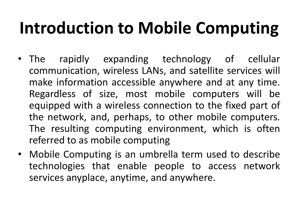 introduction to mobile computing