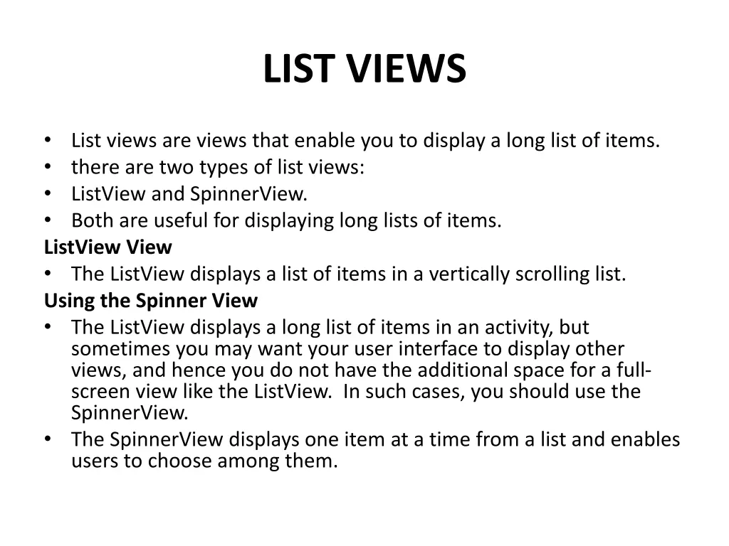 list views